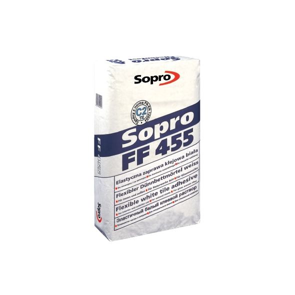 SOPRO biała, elastyczna zaprawa klejowa FF 455, 25 kg